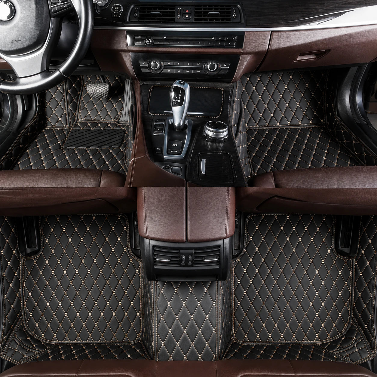 Black & Beige Custom Car Mats