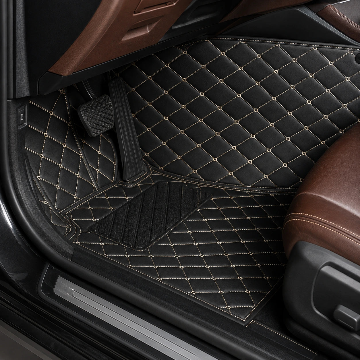 Black & Beige Custom Car Mats